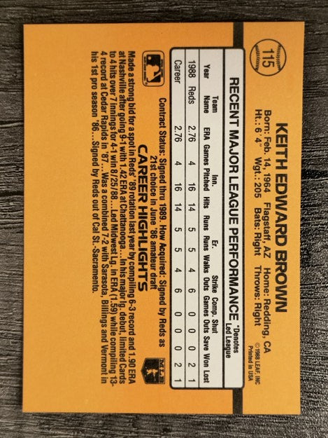 1989 Donruss #115 Keith Brown