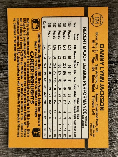 1989 Donruss #124 Danny Jackson