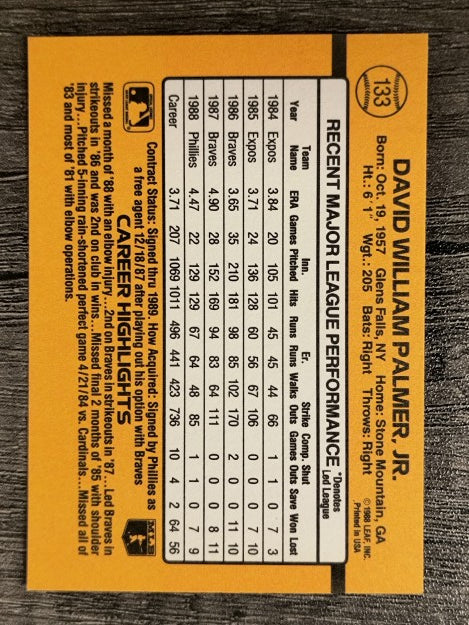 1989 Donruss #133 David Palmer