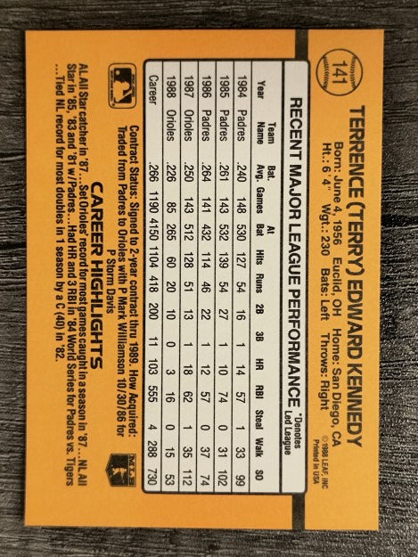 1989 Donruss #141 Terry Kennedy