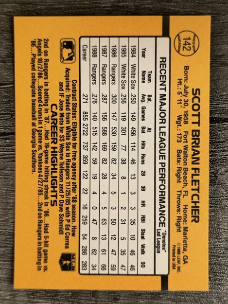 1989 Donruss #142 Scott Fletcher