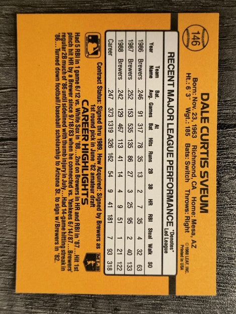 1989 Donruss #146 Dale Sveum