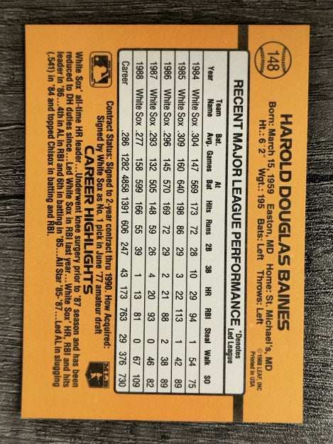 1989 Donruss #148 Harold Baines