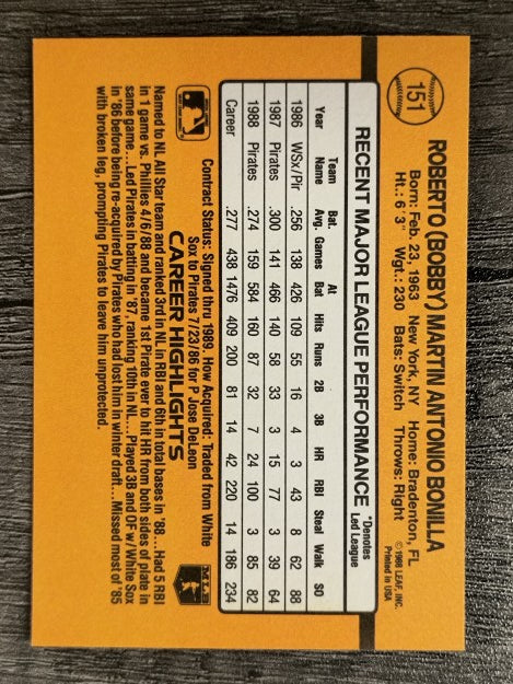 1989 Donruss #151 Bobby Bonilla