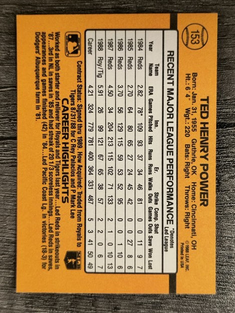 1989 Donruss #153 Ted Power