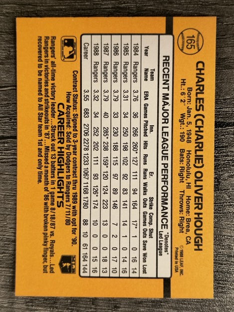1989 Donruss #165 Charlie Hough