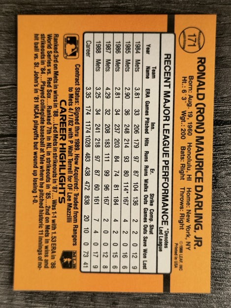 1989 Donruss #171 Ron Darling