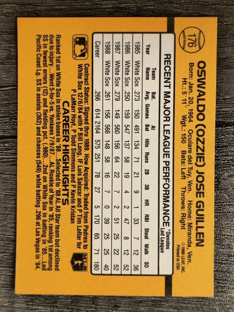 1989 Donruss #176 Ozzie Guillen