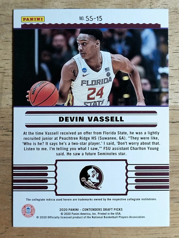 2020-21 Panini Contenders Draft Picks Front-Row Seats #15 Devin Vassell
