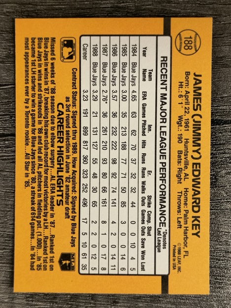 1989 Donruss #188 Jimmy Key