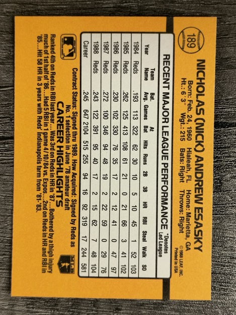 1989 Donruss #189 Nick Esasky
