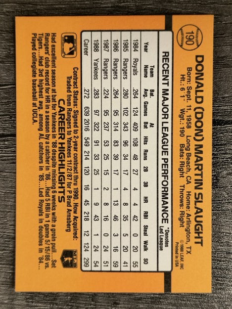 1989 Donruss #190 Don Slaught