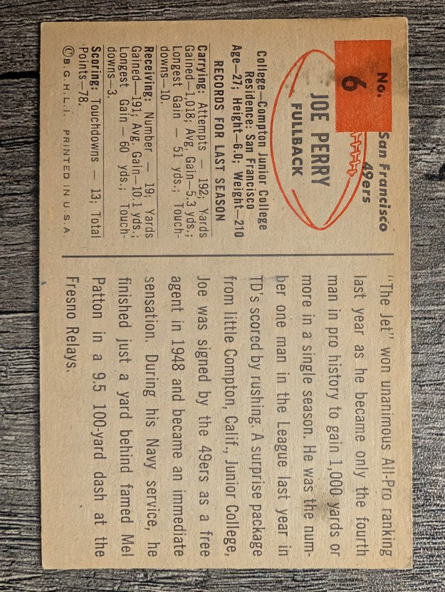1954 Bowman #6 Joe Perry (EX)