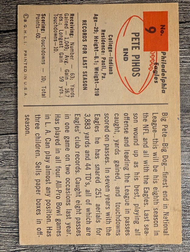 1954 Bowman #9 Pete Pihos (EX)