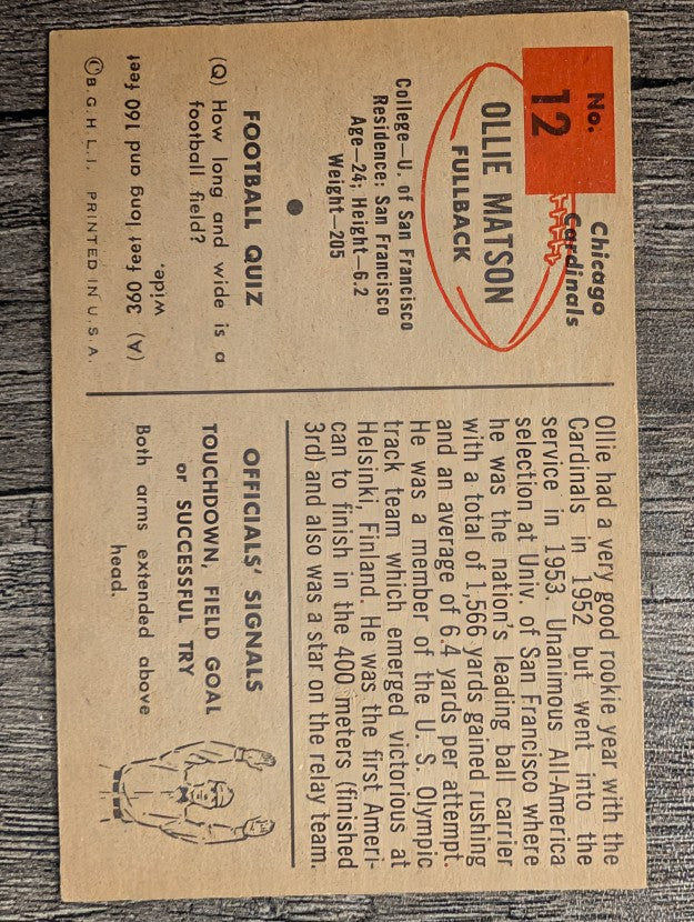 1954 Bowman #12 Ollie Matson (EXMT)