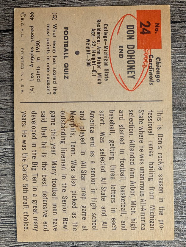 1954 Bowman #24 Don Doheney RC (VG)