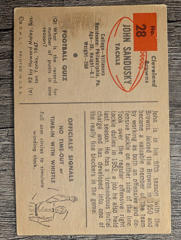 1954 Bowman #28 John Sandusky (VG)