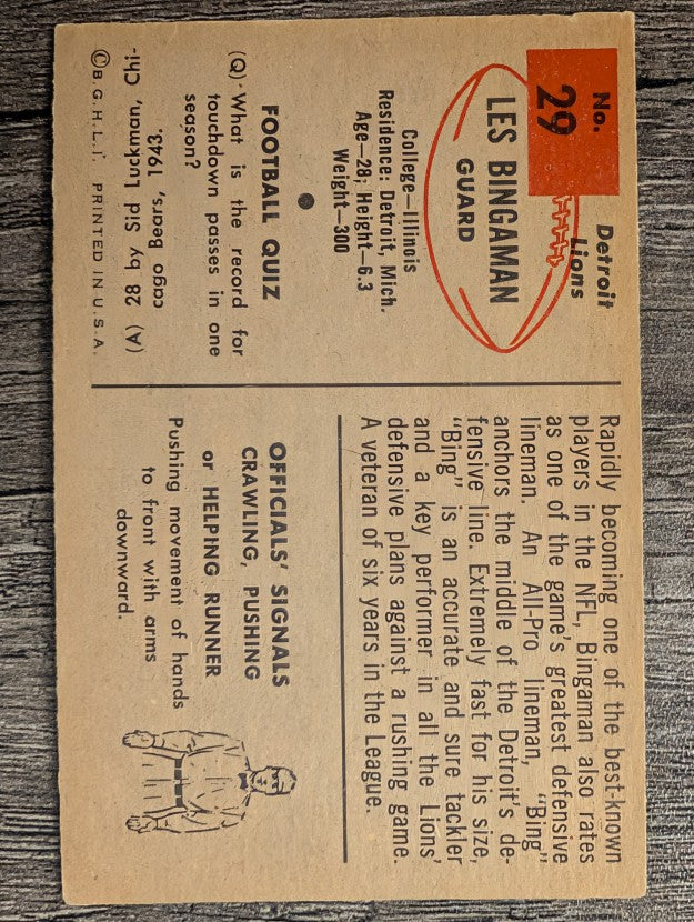 1954 Bowman #29 Les Bingaman RC (VGEX)