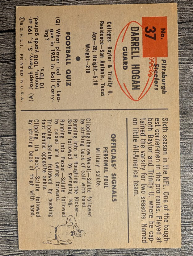 1954 Bowman #37 Darrell Hogan (EXMT)