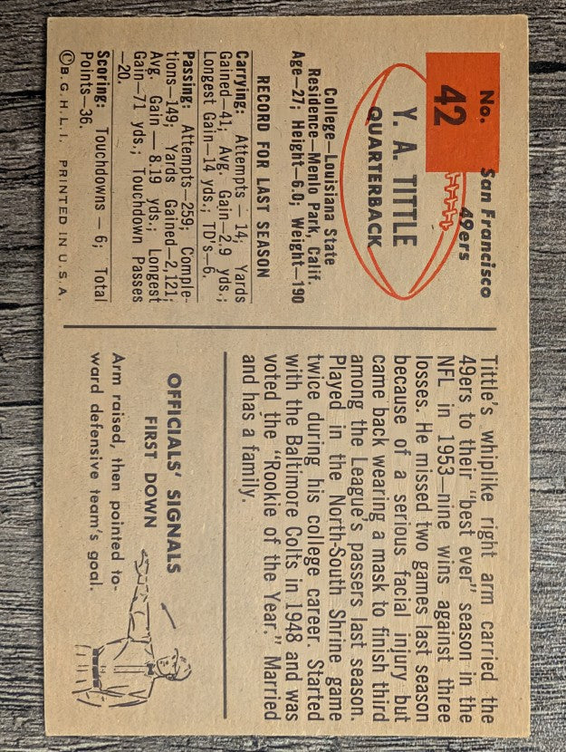 1954 Bowman #42 Y.A.Tittle (EXMT)