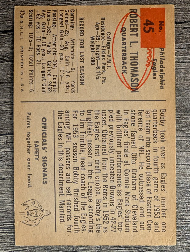 1954 Bowman #45 Bobby Thomason (VGEX)