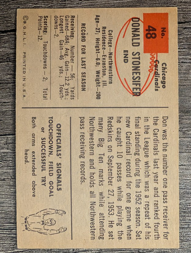 1954 Bowman #48 Don Stonesifer (VGEX)