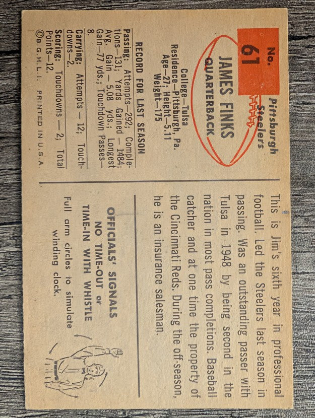1954 Bowman #61 Jim Finks (EX)