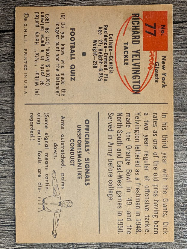 1954 Bowman #77 Dick Yelvington SP RC (EX)