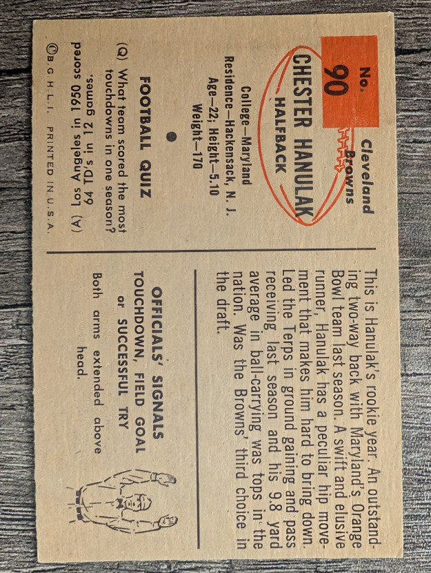 1954 Bowman #90 Chet Hanulak SP RC (EX)