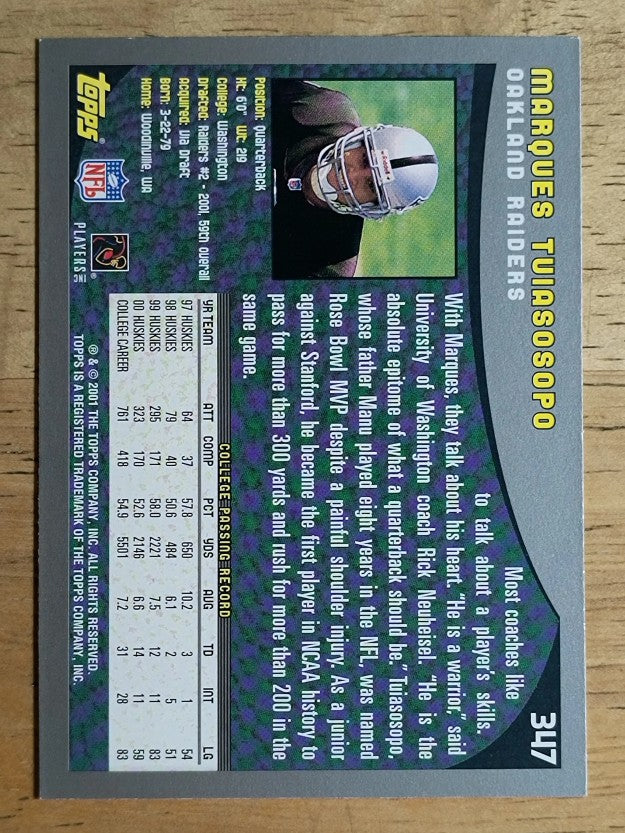 2001 Topps #347 Marques Tuiasosopo RC