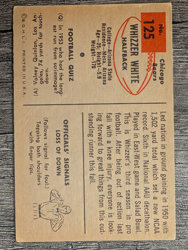 1954 Bowman #125 Wilford White RC (VG)