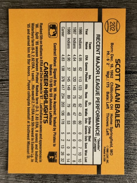 1989 Donruss #202 Scott Bailes