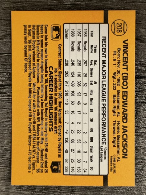 1989 Donruss #208 Bo Jackson