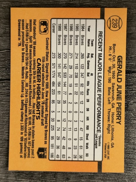 1989 Donruss #239 Gerald Perry