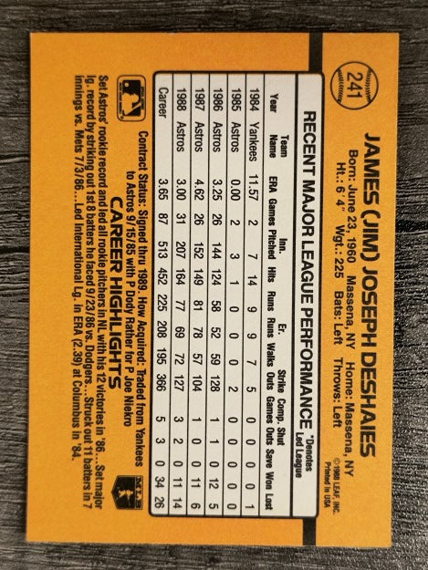 1989 Donruss #241 Jim Deshaies