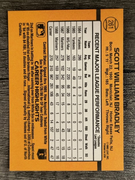 1989 Donruss #261 Scott Bradley