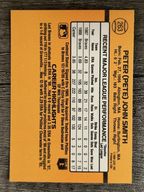 1989 Donruss #263 Pete Smith