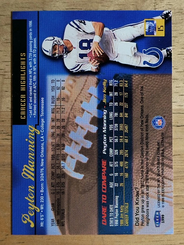 1999 Ultra #15 Peyton Manning