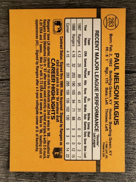 1989 Donruss #283 Paul Kilgus
