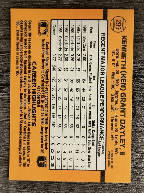 1989 Donruss #299 Ken Dayley