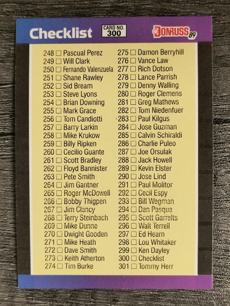 1989 Donruss #300 Checklist 248-357