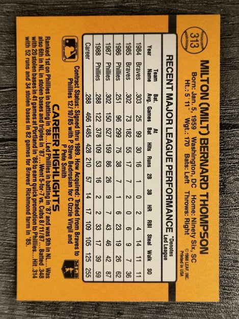 1989 Donruss #313 Milt Thompson
