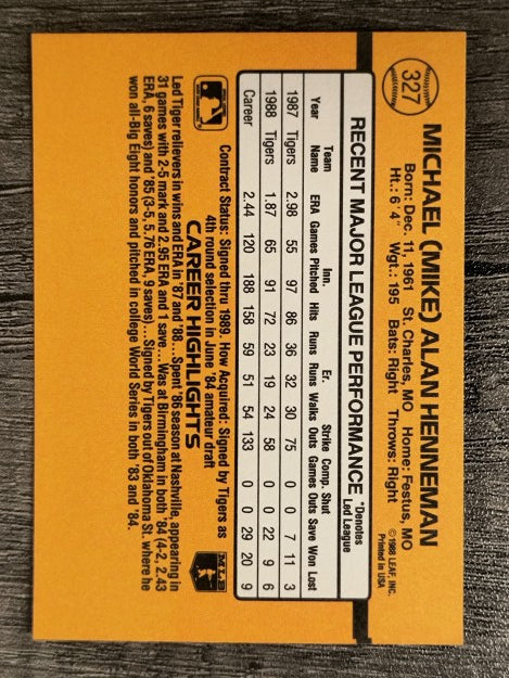 1989 Donruss #327 Mike Henneman