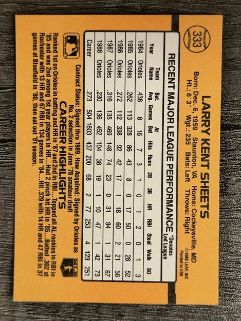 1989 Donruss #333 Larry Sheets