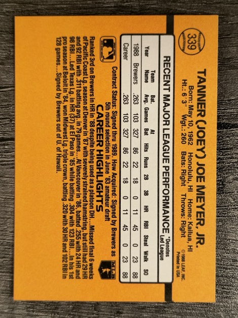 1989 Donruss #339 Joey Meyer