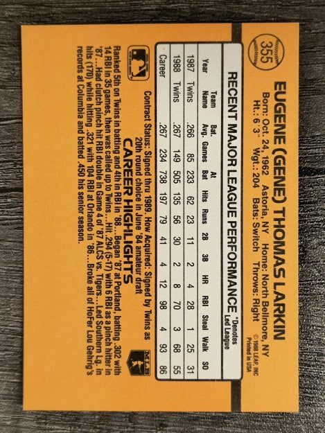 1989 Donruss #355 Gene Larkin