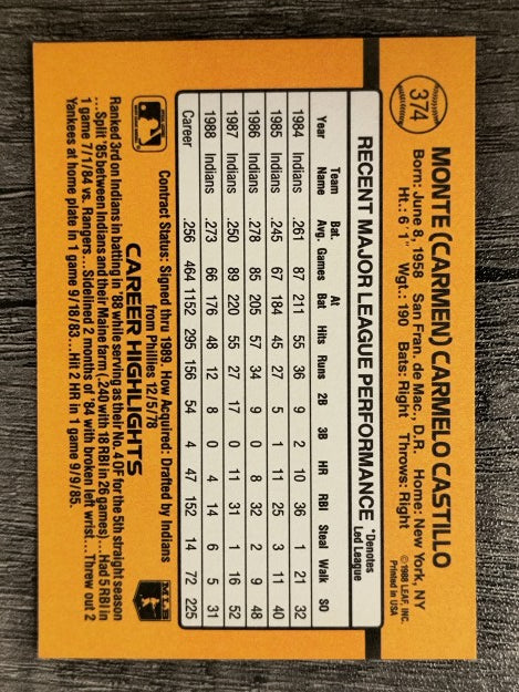1989 Donruss #374 Carmen Castillo