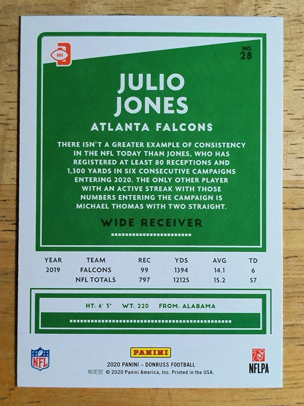 2020 Donruss Press Proof Blue #28B Julio Jones