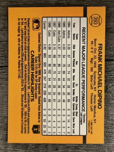 1989 Donruss #393 Frank DiPino