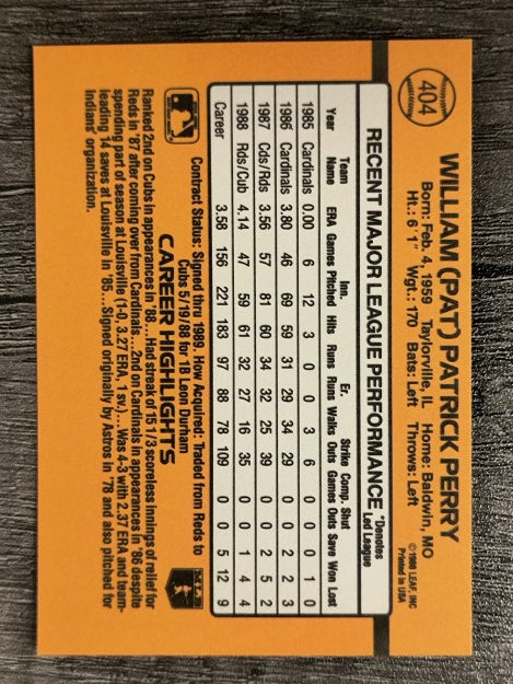 1989 Donruss #404 Pat Perry